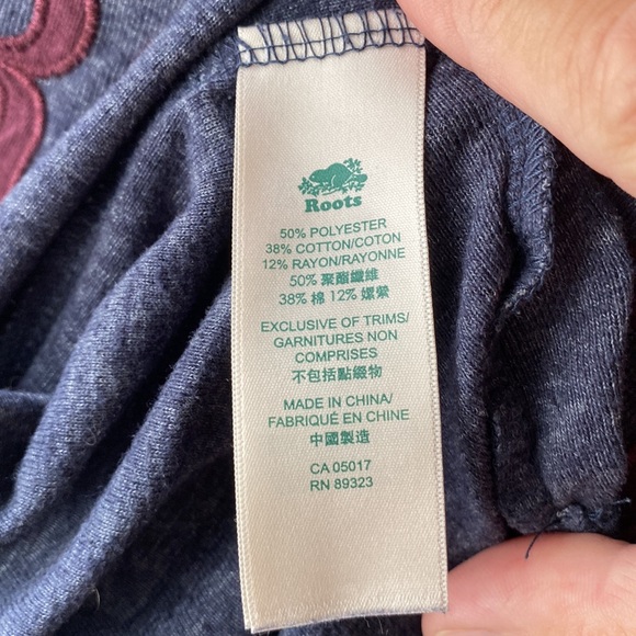 Dark Heather blue Roots long-sleeved athletic t-shirt size M - Picture 6 of 6